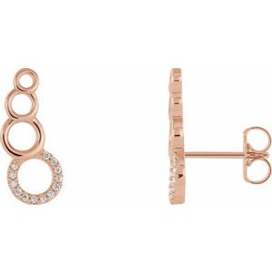 Ladies Natural Diamond Geometric Ear Climbers — 14K Rose Gold