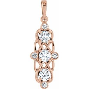 Ladies Natural Diamond Three-Stone Pendant (I1, G-H) — 14K Rose Gold