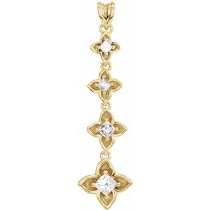 Ladies Natural Diamond Journey Floral Pendant — 18K Yellow Gold