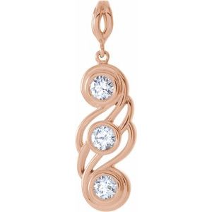 Ladies Natural Diamond Bezel-Set Three-Stone Pendant (I1, G-H) — 14K Rose Gold