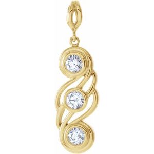 Ladies Natural Diamond Bezel-Set Three-Stone Pendant (I1, G-H) — 14K Yellow Gold