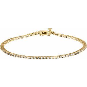 Ladies Natural Diamond Line 7 1/ Bracelet (I1, G-H) — 14K Yellow Gold