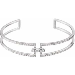 Ladies Natural Diamond Cuff Bracelet (I1, H+) — 14K White Gold