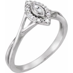 Ladies Natural Diamond Ring (I2, H+) — 10K White Gold