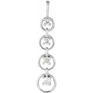 Ladies Natural Diamond Journey Graduated Circle Pendant — 18K White Gold