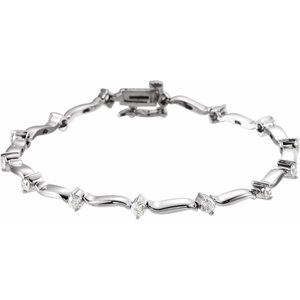 Ladies Natural Diamond 7 1/ Line Bracelet (I1, G-H) — 14K White Gold