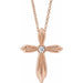 Ladies Natural Diamond Cross Necklace (I1, G-H) — 14K Rose Gold