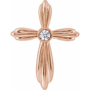 Ladies Natural Diamond Cross Pendant (I1, G-H) — 14K Rose Gold
