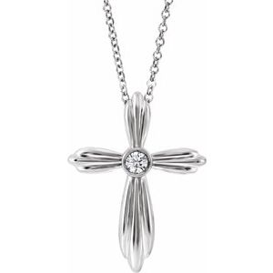 Ladies Natural Diamond Cross Necklace (Si2-Si3, G-H) — Platinum