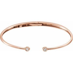 Ladies Natural Diamond Hinged Cuff Bracelet (I1, H+) — 14K Rose Gold