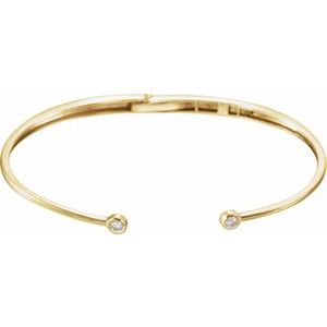 Ladies Natural Diamond Hinged Cuff Bracelet (I1, H+) — 14K Yellow Gold