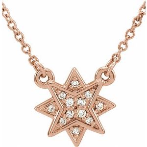 Ladies Natural Diamond Star Necklace (I1, G-H) — 14K Rose Gold