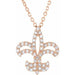 Ladies Natural Diamond Fleur De Lis Necklace (I1, G-H) — 14K Rose Gold