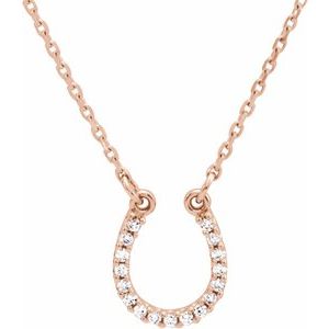 Ladies Natural Diamond Horseshoe Necklace (I1, G-H) — 14K Rose Gold