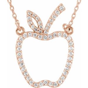 Ladies Natural Diamond Apple Necklace (I1, G-H) — 14K Rose Gold