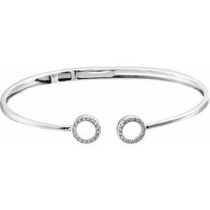 Ladies Natural Diamond Circle Hinged Cuff Bracelet (I1, H+) — 14K White Gold