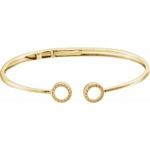 Ladies Natural Diamond Circle Hinged Cuff Bracelet (I1, H+) — 14K Yellow Gold