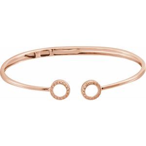 Ladies Natural Diamond Circle Hinged Cuff Bracelet (I1, H+) — 14K Rose Gold