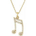 Ladies Natural Diamond Double Sixteenth Note Necklace (I1, G-H) — 14K Yellow Gold