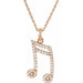 Ladies Natural Diamond Double Sixteenth Note Necklace (I1, G-H) — 14K Rose Gold