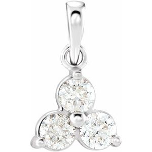 Ladies Natural Diamond Three-Stone Pendant (I1, G-H) — 14K White Gold