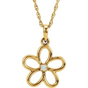 Ladies Natural Diamond Flower Necklace (I1, G-H) — 14K Yellow Gold