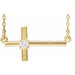 Ladies Natural Diamond Sideways Cross Necklace (I1, G-H) — 14K Yellow Gold