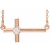Ladies Natural Diamond Sideways Cross Necklace (I1, G-H) — 14K Rose Gold