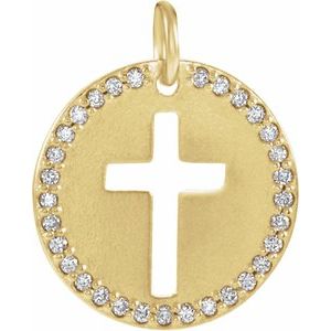 Ladies Natural Diamond Pierced Cross Pendant (I1, G-H) — 14K Yellow Gold