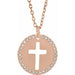 Ladies Natural Diamond Pierced Cross Necklace (I1, G-H) — 14K Rose Gold