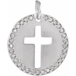 Ladies Natural Diamond Pierced Cross Pendant (I1, G-H) — Sterling Silver