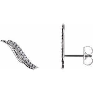 Ladies Natural Diamond Ear Climbers — Platinum