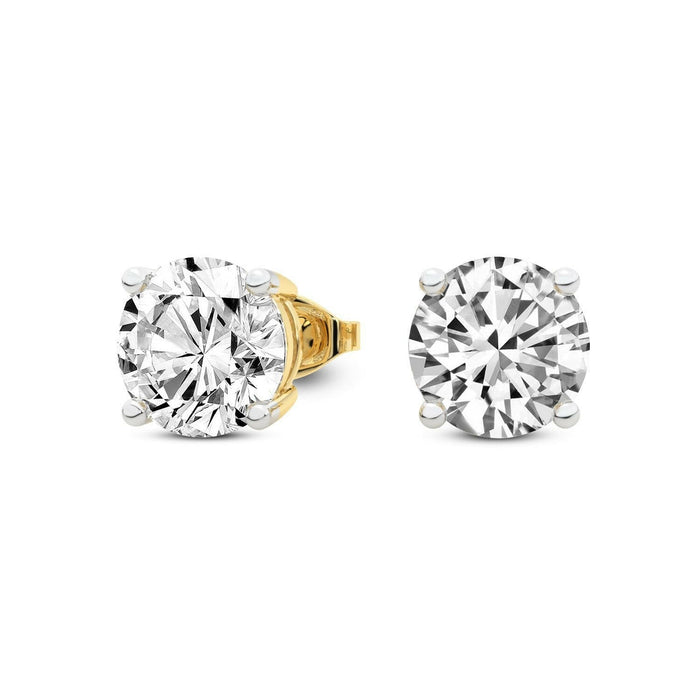 4 Prong Round Studs - 14k Yellow Gold, 3.00 Ct Databazaar