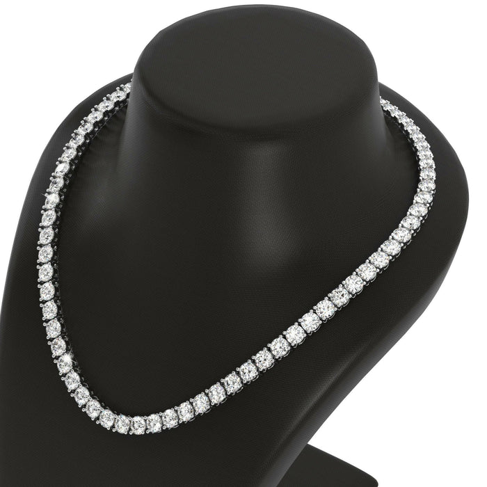 4 Prong Round Tennis Necklace - 14k White Gold, 5.00 Ct Databazaar