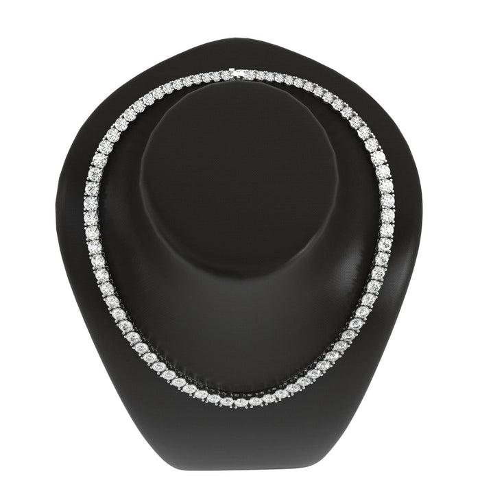 4 Prong Round Tennis Necklace - 14k White Gold, 5.00 Ct Databazaar