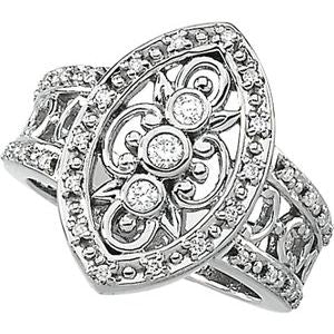 Ladies Natural Diamond Right Hand Ring (I1, G-H) — 14K White Gold