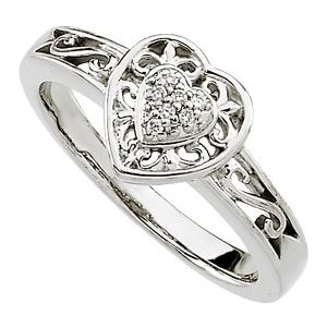 Ladies Natural Diamond Ring (I1, G-H) — 14K White Gold