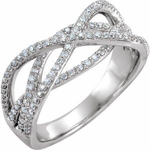 Ladies Natural Diamond Criss-Cross Ring (I1, H+) — 14K White Gold