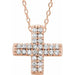 Ladies Natural Diamond Cross Necklace (I1, G-H) — 14K Rose Gold