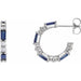 Ladies Natural Blue Sapphire Natural Diamond 17.2 mm Hoop Earrings (I1, G-H) — Sterling Silver