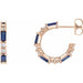 Ladies Natural Blue Sapphire Natural Diamond 17.2 mm Hoop Earrings (I1, G-H) — 14K Rose Gold