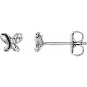 Ladies Natural Diamond Butterfly Earrings — Sterling Silver