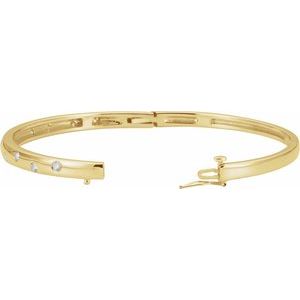 Lab-Grown Diamond Accented Hinged Bangle Bracelet - Style 60890