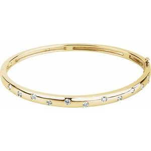Ladies Natural Diamond Bangle 6 3/ Bracelet (I1, G-H) — 14K Yellow Gold