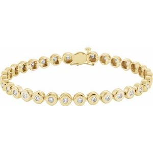 Ladies Natural Diamond Bezel-Set Line Bracelet (I1, G-H) — 14K Yellow Gold