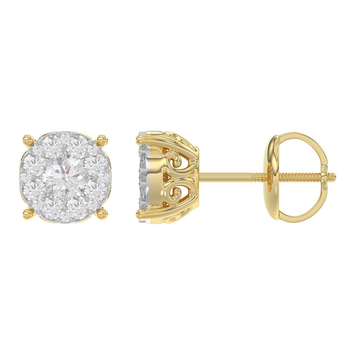 LADIES EARRINGS 0.30CT ROUND DIAMOND 14K YELLOW GOLD (SI QUALITY)