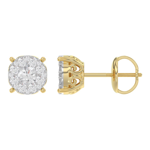 LADIES EARRINGS 0.30CT ROUND DIAMOND 14K YELLOW GOLD (SI QUALITY)