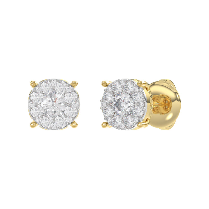 LADIES EARRINGS 0.30CT ROUND DIAMOND 14K YELLOW GOLD (SI QUALITY)