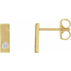Ladies Natural Diamond Bar Earring — 14K Yellow Gold