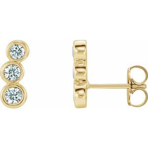 Ladies Natural Diamond Ear Climbers — 14K Yellow Gold